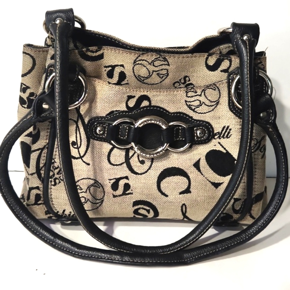 Sophia Caperelli Signature Fabric Leather Trim Shoulder Bag